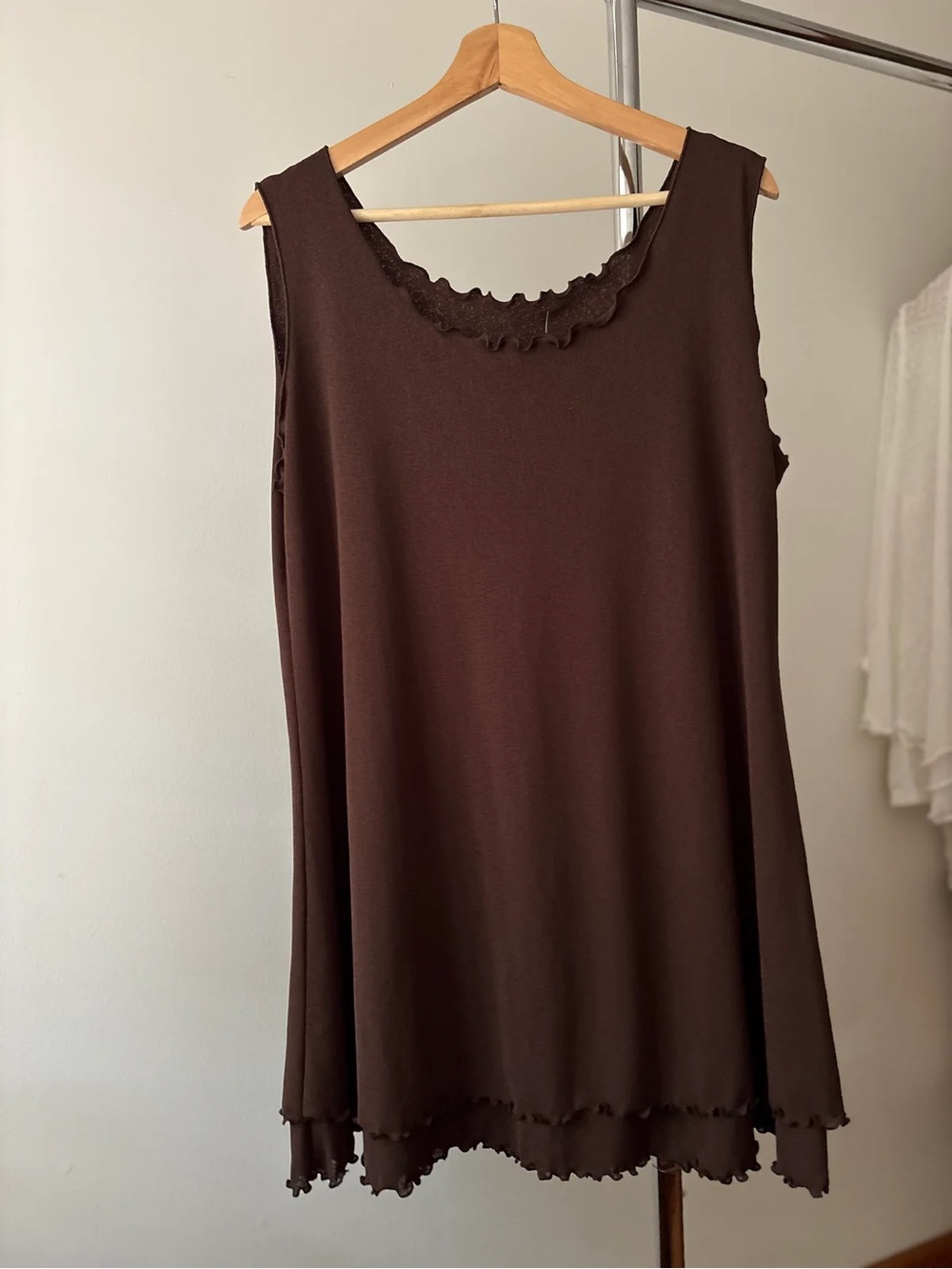 1990s Brown Ruffled Mini Dress | Made in Canada